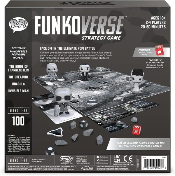 JUEGO DE MESA FUNKOVERSE UNIVERSAL MONSTER CON 4 FIGURAS
